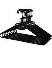 10x Kleiderbügel Schwarz Kunststoff mit Drehhaken rutschfest