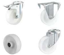 SET Transportrolle Nylon Kunststoff 80 100 125 160 200 mm Lenk Bremse Bock Rolle