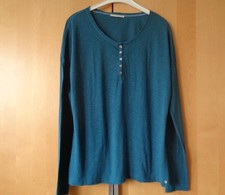 Damen T-Shirt Gr. 42 ~ BRAX ~ Langarm ~ Knopfleiste ~ petrol