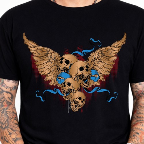 Winged skulls grafik tee - winged,