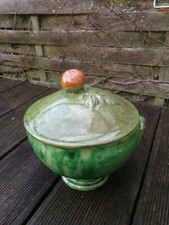 Soupiere suppenterrine 1 L Biot Provence France Keramik Grün Lasiert 