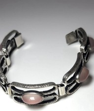 Armband Gustav Hauber 835er Silber Rosenquarz