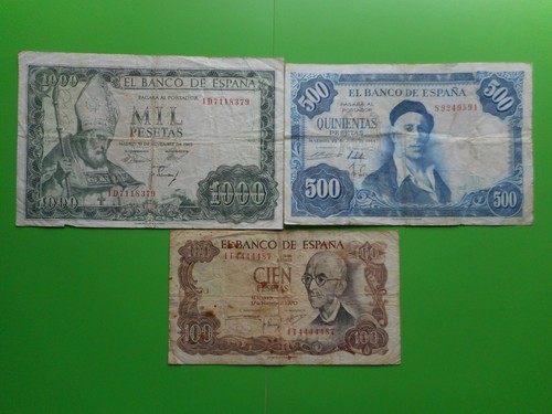 Spain 100 500 1000 pesetas - 100,500,1000,