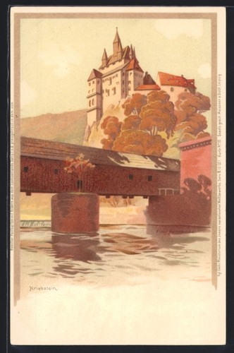 Lithographie kriebstein burg - lithographie,