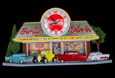 Coca Cola Burwood Wanduhr "Family Drive In" von 1988 American Graffiti Style