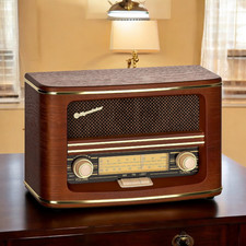 Roadstar HRA-1500/N Retro Vintage Radio mit Echtholz-Gehäuse Netz-/Batterie