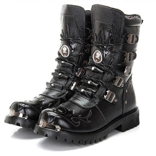 Gothic punk stiefel aus echtem - gothic,