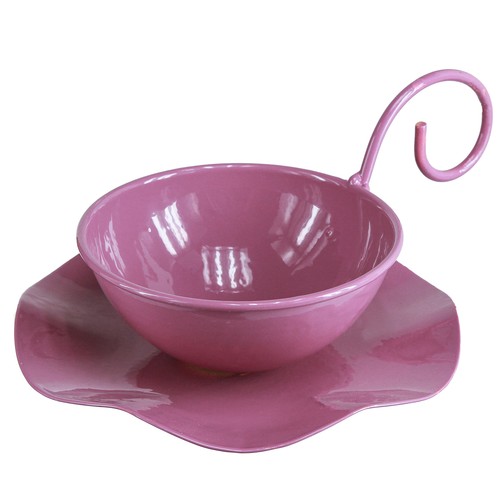 Metall deko tasse pink mit - metall,