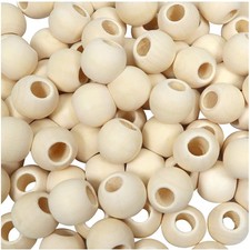 100 runde Holzperlen mit großem Loch für DIY Schmuckherstellung in Natürliche...