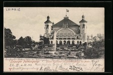 AK Leipzig, Palmengarten, Grosses Teppichbeet und Gesellschaftshaus von Norden 