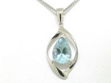 Aquamarin Anhänger 585 Weißgold 14Kt Gold natürlicher Aquamarin Tropfen