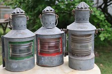 3 antike (niederländische) Schiffslaternen:  Steuerbord, Backbord, Toplicht