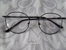 Brillengestell Schwarz Rund Brille Unisex Metall Neu