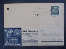(Y558) Postkarte Willi Friedrichs, Werkzeug-Fabrik, Remscheid-Hasten 1941