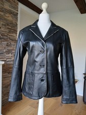 TCM Damen Leder Jacke Blazer Schwarz Weiß Größe Gr. 38 Top Zustand