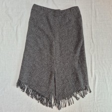 Catherina Hepfer Rock grau Wollmischung Fransen Cowgirl Rock Schlitze gefüttert UK 16