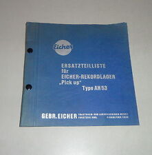 Teilekatalog / Ersatzteilliste Eicher Rekordlader Pick Up AH 53