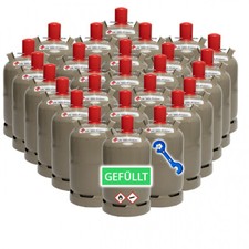 27 x Campinggas Flaschen 11 kg grau, gefüllt+Gasreglerlöser und 17er Schlüssel  