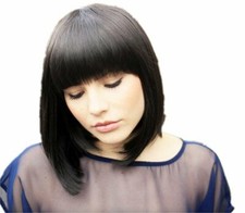 Schwarz Bob wie Echthaar Kurz-Haar Glatt Kleopatra Mia Wallace Perücke Wig C932