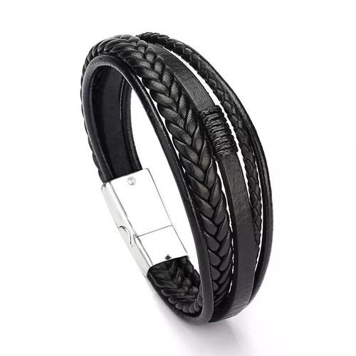 Bracelet brown black leather - black,