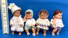 Puppe für Puppenstube Puppenhaus Gummi DDR Spielzeug 4 Stück 7cm /P18.11/7