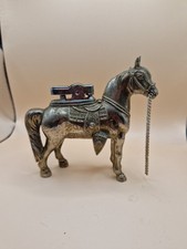 Vintage Tischfeuerzeug Pferdeköpfe Benzin-Feuerstein Zinn