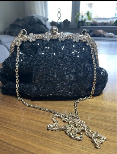 Handtasche schwarz silber mit - handtasche,