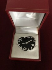 Menegatti Silber 925 Emaille Ring Dali beseelt RG 54 Schmelzende Uhr