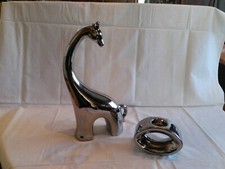 Skulptur Tierfigur Giraffe  Keramik modern silber Höhe 37 cm Teelicht h-10 Gilde