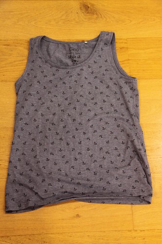 Top ärmellose bluse blau grau - Ärmellose,