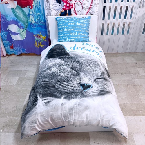 Katze blau süß - blau, schlafsack