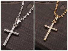 Halskette Kreuz Kette mit Strasssteinen Kristall Anhänger Zirkonia Damen Schmuck