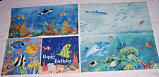 4 Servietten 33x33 - Bunte Unterwasserwelt - Meer Ozean Fische Wale Pflanzen