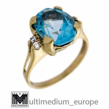 Vtg 333er Gelbgold Ring Blau Topas 8kt 8ct yellow gold blue topaz
