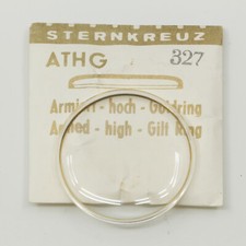 Uhrenglas Sternkreuz ATHG hochgewölbt armiert vergoldeterRing Armbanduhr Uhrglas