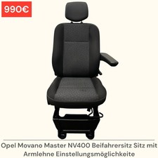 Opel Movano Master NV400 Beifahrersitz Sitz Armlehne Einstellungsmöglichkeite