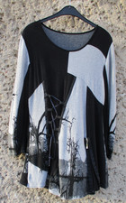Tunika schwarz grau Lagenlook