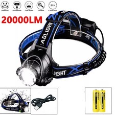 Hell 20000LM stirnlampe T6 CREE LED Kopflampe FACKEL TASCHENLAMP 2x 18650 Akku