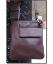 lässig: cooler crossover Klassiker: flache unisex-Glatt-LEDER-Tasche #1712-braun