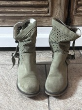 Tolle Wildleder Stiefel von SHOOT Gr.39 Olivgrün weiter perforierter Schaft