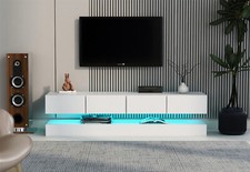 Sideboard Mit LED-Licht Lowboard TV-Board hängend Fernsehschrank Hochglanz weiß