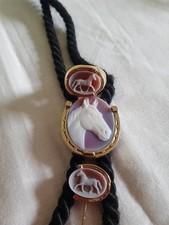 Pferd Hufeisen Gemme Ring Nadel Gold 8 Karat 333 Anhänger Kette 925 Silber Achat