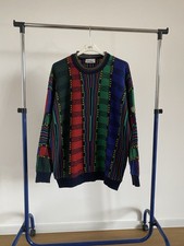 Vintage Carlo Colucci 3D Strick Pullover Gr 54 XL Coogi Style Bunt