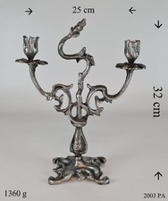 Kerzenleuchter Kerzenständer Kandelaber floral Jugendstil Zinn gestempelt Robust