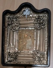 Seltene Alte Russische Ikone Gottesmutter mit Jesuskind