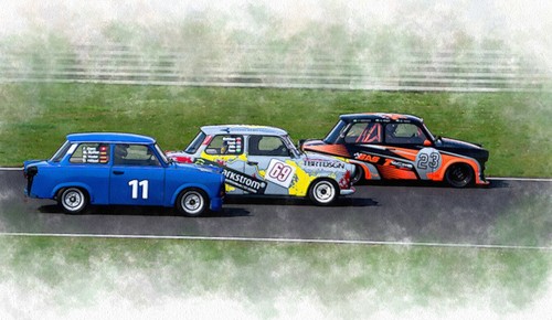 Trabant leinwand aquarell - leinwand,