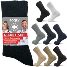 6-24 Paar SOGZZ® Diabetiker Socken 100% Baumwolle ohne Gummi / Naht Herren Damen
