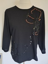 Damen Shirt Bluse schwarz, Glitzer, GELCO Gr. 38/40
