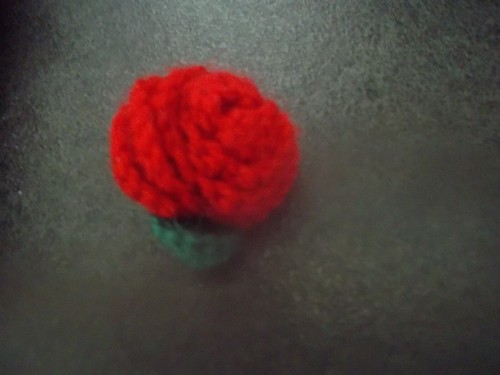 Anstecker rose wolle - wolle, rot