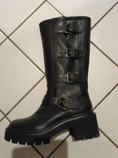 Neu Tamaris Stiefel Rocker Biker Boots Gr. 40 schwarz Schnallen Bequem